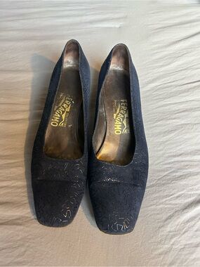 Salvatore Ferragamo Navy Suede Flat Loafers